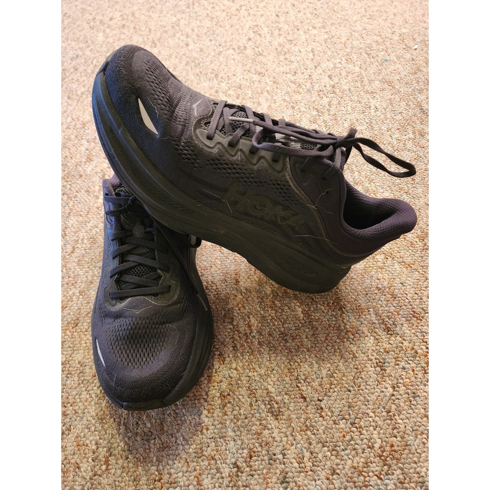 Hoka Men's Bondi 9 Wide Triple Black Running Shoes Size 13 2E 1162013 BBLC